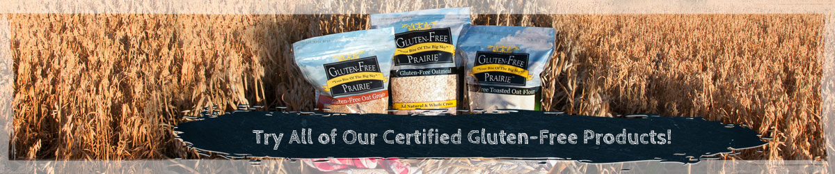 Gluten-free products in wheat field background.