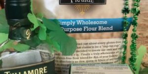 Gluten-free flour, whiskey, Jell-O, St. Patrick's decor.